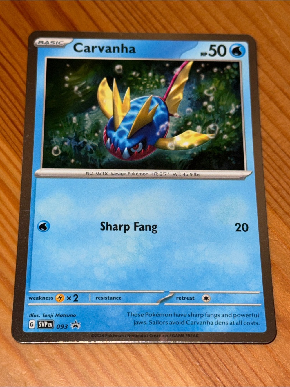 Carvanha Pokemon Reverse Holo Card (093) - Basic
